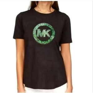 Michael Kors Black MK Logo Spring Green Tee